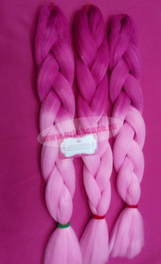 Фото Канекалон омбре 100 грамм темно розовый+светло розовый номер цвета 35 - магазин  "Домик Принцессы"