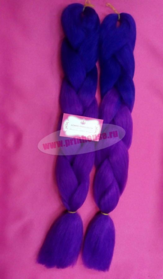 Фото Канекалон омбре для афрокосичек цвет 40 синий+фиолетовый - магазин  "Домик Принцессы"
