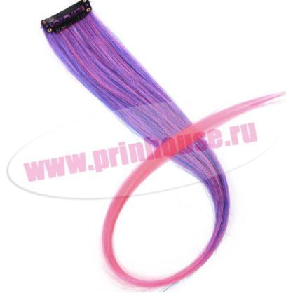 Фото Цветная прядь из искусственного волоса kanekalon прямой на клипсах омбре фиолетово-розовая - магазин  "Домик Принцессы"