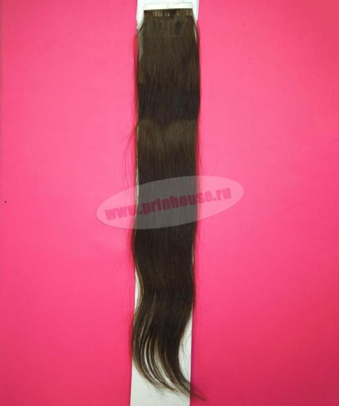 Фото Натуральные волосы для ленточного наращивания 5 стрипов по 30 см длина 55 см цвет 2 натуральный черн - магазин  "Домик Принцессы"
