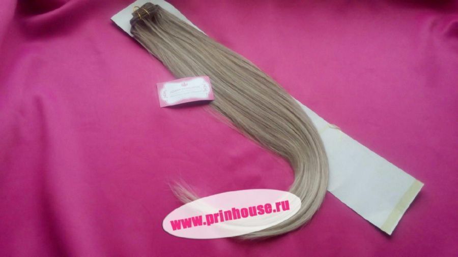 Фото Волосы на заколках искусственные 8 лент термо цвет 12Т122 мелированный русый блонд длина 60см - магазин  "Домик Принцессы"