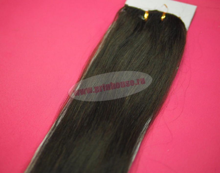 Фото Волосы на заколках натуральные люкс длина 50 см 70 грамм цвет #2 темный шоколад - магазин  "Домик Принцессы"