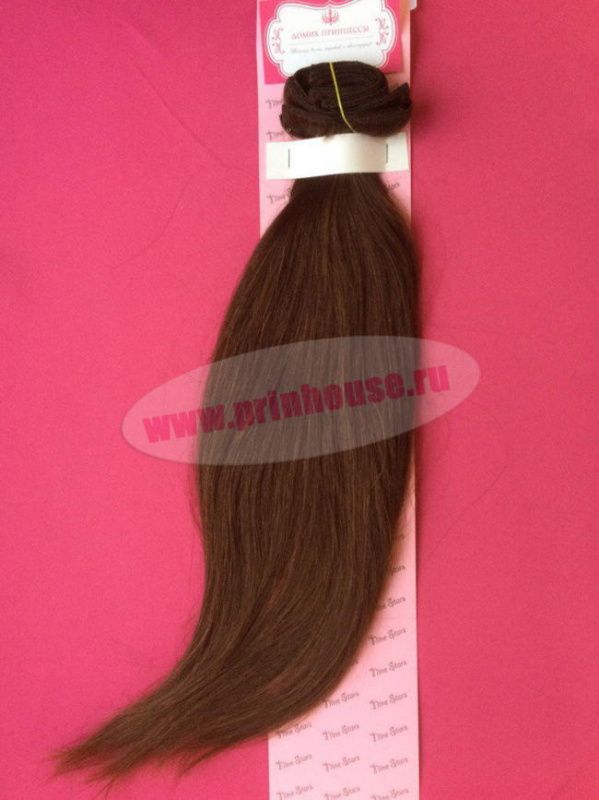 Фото Волосы на заколках натуральные длина 50см цвет №4 шоколад - магазин  "Домик Принцессы"