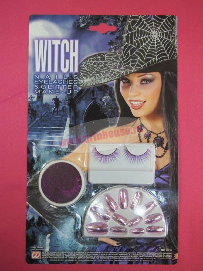 Фото Набор ведьмы на Хеллоуин ногти, ресницы, глитер - магазин  "Домик Принцессы"