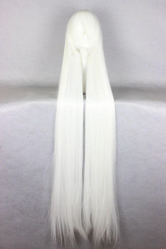 Фото Парик искусственный косплей супер длинный Vocaloid-Хаку Аниме 150см белый блонд с косой челкой арт.5 - магазин  "Домик Принцессы"