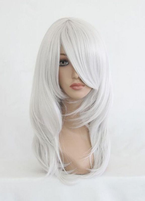 Фото Парик искусственный косплей белый блонд ассиметричная стрижка каскад арт.058A - магазин  "Домик Принцессы"
