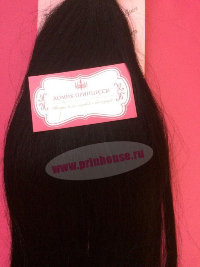 Фото Волосы на заколках натуральные длина 50см европейские цвет №1 черный - магазин  "Домик Принцессы"