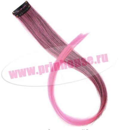 Фото Цветная прядь из искусственного термо волоса kanekalon прямой на клипсах омбре розовая - магазин  "Домик Принцессы"