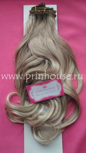 Фото Волосы на заколках искусственные локоны 45см цвет 14bt122 натуральный блонд - магазин  "Домик Принцессы"
