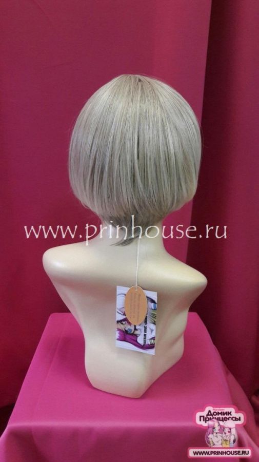 Фото Парик короткая стрижка с косой челкой термо Цвет 15T613 холодный блонд - магазин  "Домик Принцессы"