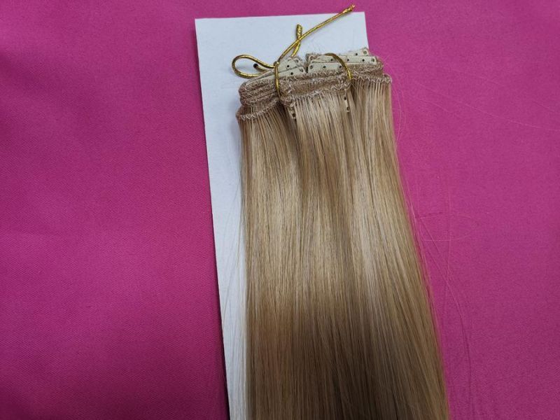 Фото Волосы на заколках искусственные прямые 8 лент 45см оттенок 24ВО - магазин  "Домик Принцессы"