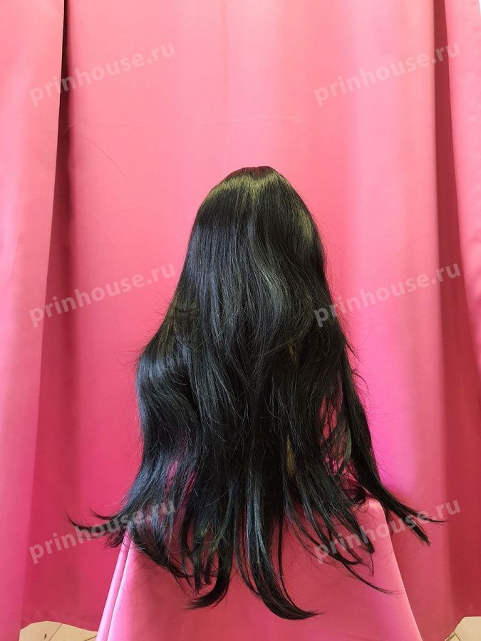 Фото Парик из натуральных волос с челкой черный - магазин  "Домик Принцессы"