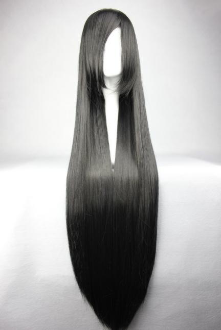Фото Парик искусственный косплей СУПЕР длинные ровные волосы черного цвета - магазин  "Домик Принцессы"