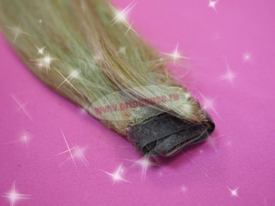 Фото Накладной хвост из натуральных волос на ленте 40cм цвет №18 светло русый - магазин  "Домик Принцессы"