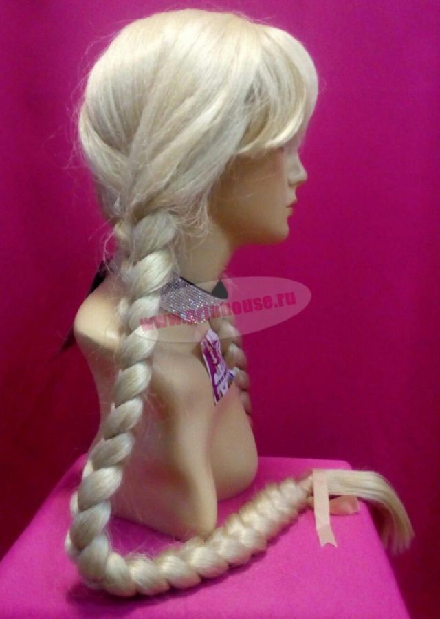 Фото Парик СНЕГУРОЧКА с супер длинными косами цвет снежный блонд - магазин  "Домик Принцессы"