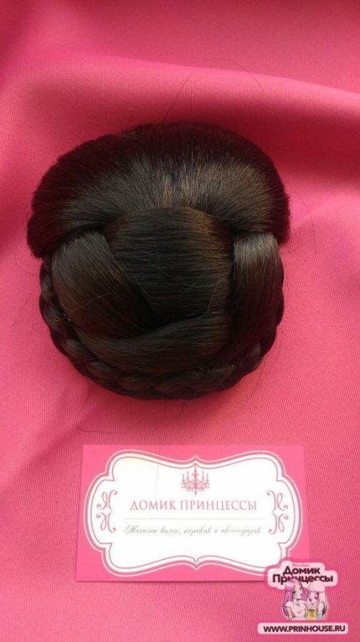 Фото Кичка накладная с косой цвет 2 темный шоколад - магазин  "Домик Принцессы"