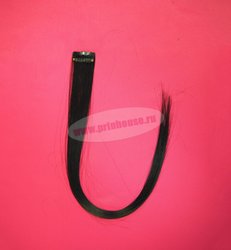 Фото Цветная узкая прядь на заколке цвет черный - магазин  "Домик Принцессы"