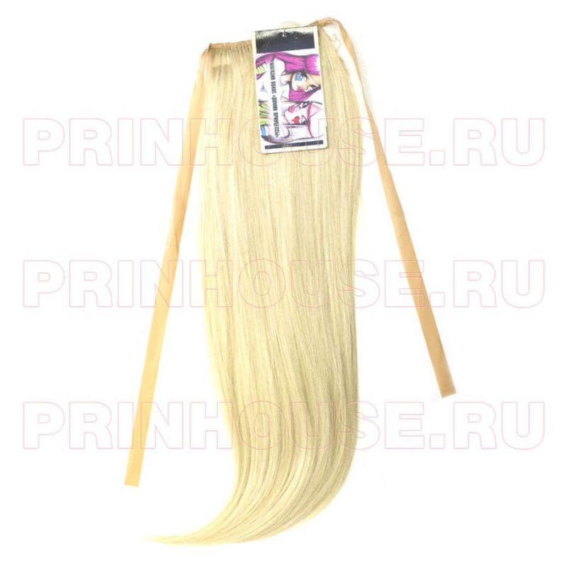 Фото Накладной хвост искусственный на лентах  50см цвет 613О классический блонд - магазин  "Домик Принцессы"