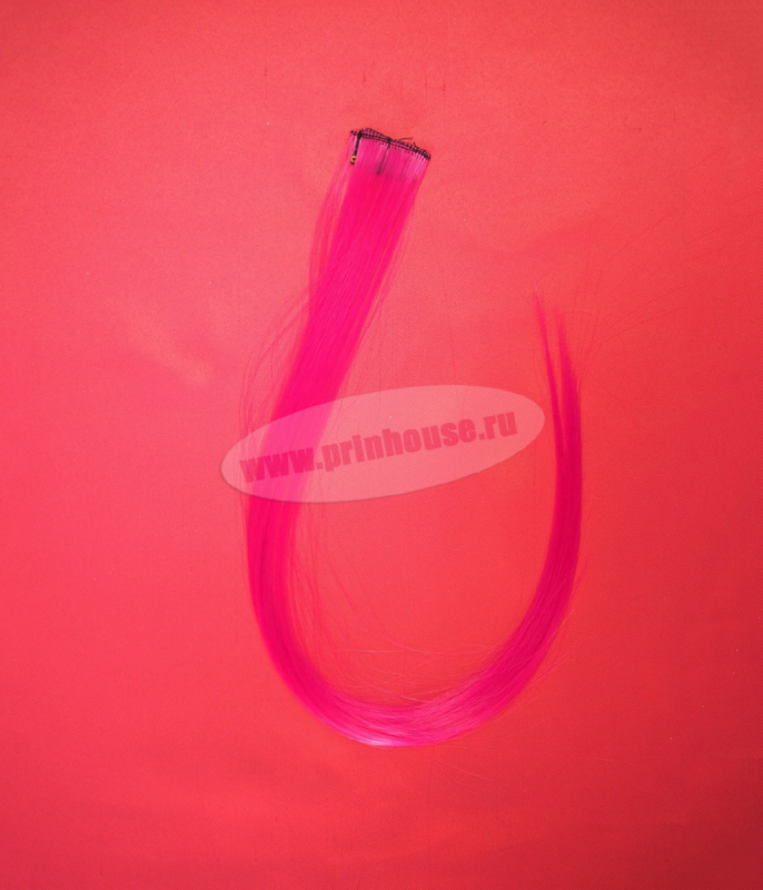 Фото Цветная узкая прядь на заколке цвет розовый - магазин  "Домик Принцессы"