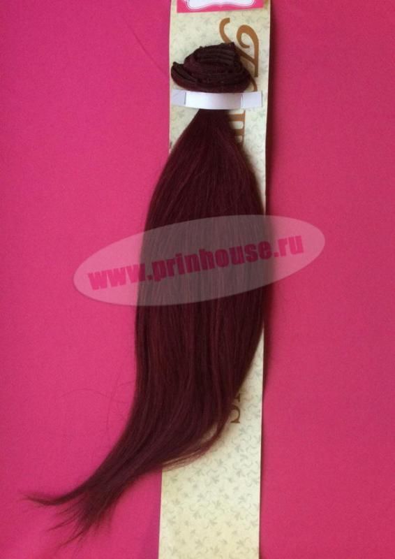 Фото Волосы на заколках натуральные длина 50см цвет №99 вишневый - магазин  "Домик Принцессы"