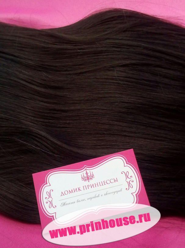 Фото Волосы прямые на леске искусственные цвет #4 морозный каштан - магазин  "Домик Принцессы"
