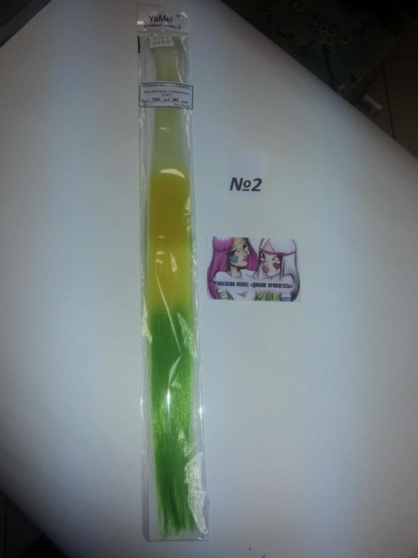 Фото Цветная прядь из искусственного термо волоса kanekalon прямой на клипсах омбре №2 - магазин  "Домик Принцессы"
