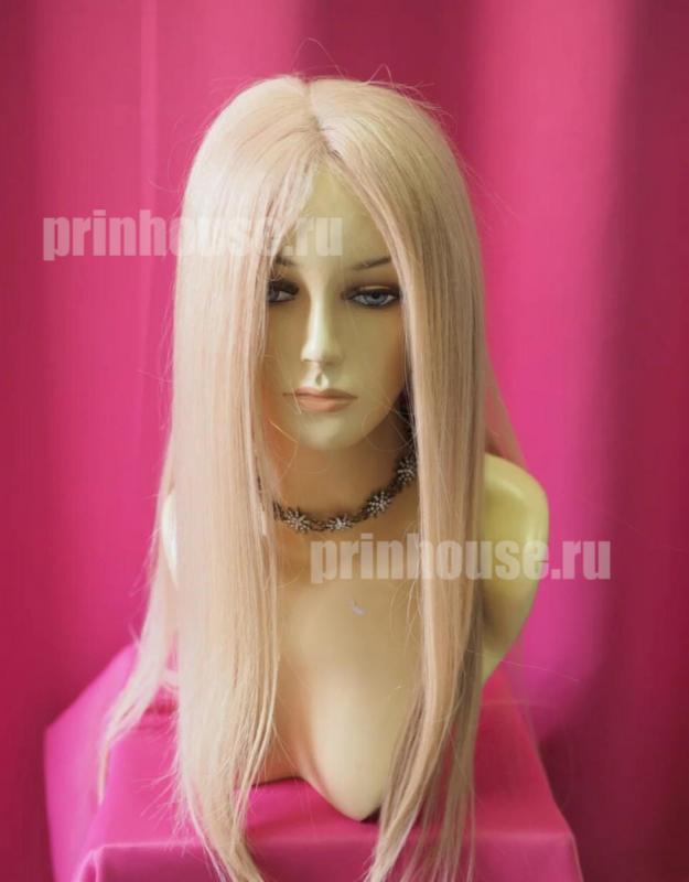 Фото Натуральный парик из славянских волос длинный без челки розовый блонд - магазин  "Домик Принцессы"
