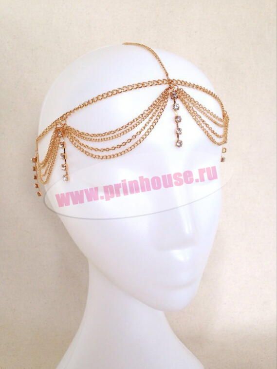 Фото Тика украшение-цепочка на голову с сияющими стразами - магазин  "Домик Принцессы"