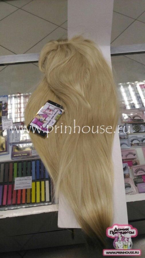 Фото Парик искусственный 100 см цвет 613 классическая яркая блондинка - магазин  "Домик Принцессы"