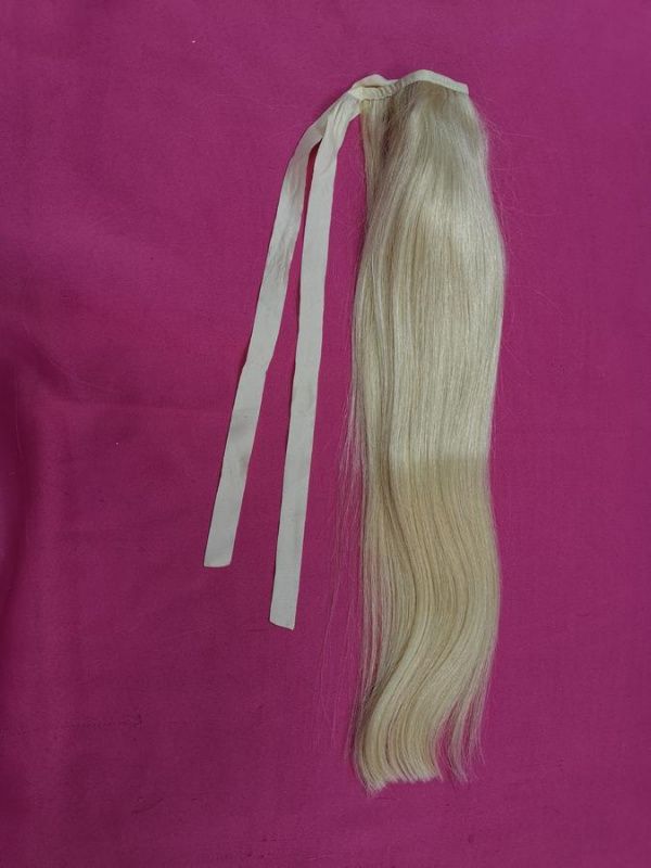 Фото Накладной хвост из натуральных волос на ленте 40cм цвет 613 - магазин  "Домик Принцессы"