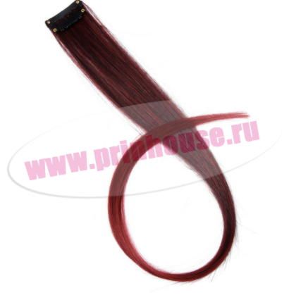 Фото Цветная прядь из искусственного волоса kanekalon прямой на клипсах омбре бордовая - магазин  "Домик Принцессы"