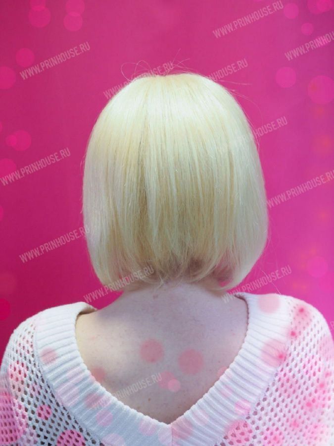 Фото Парик из натуральных волос каре на сетке цвет блонд 613 - магазин  "Домик Принцессы"