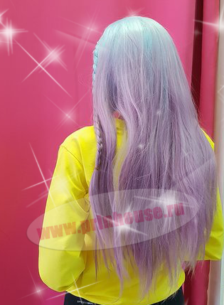 Фото Парик из искусственных волос яркое оомбре на сетке с косой - магазин  "Домик Принцессы"