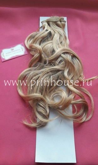 Фото Волосы на заколках искусственные локоны 45см цвет 24В бежевый блонд - магазин  "Домик Принцессы"