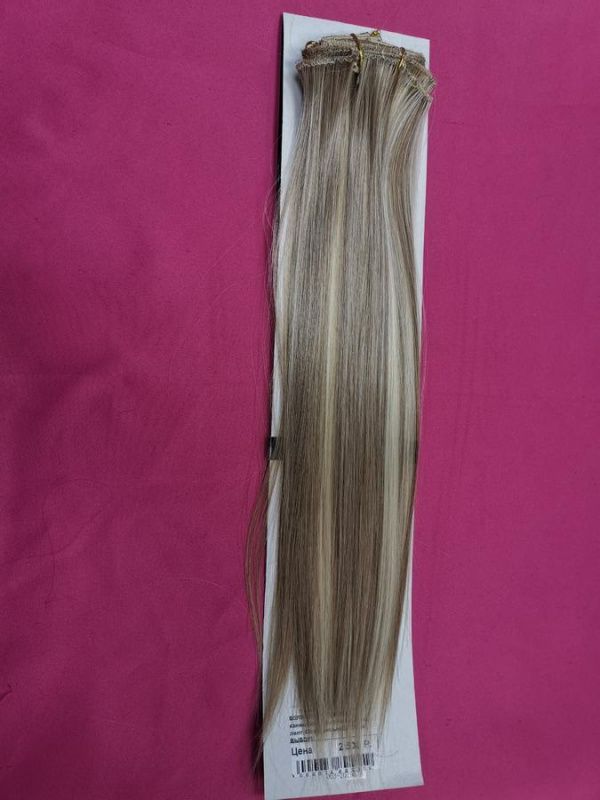 Фото Волосы на заколках искусственные прямые 8 лент 45см оттенок L16/613О - магазин  "Домик Принцессы"