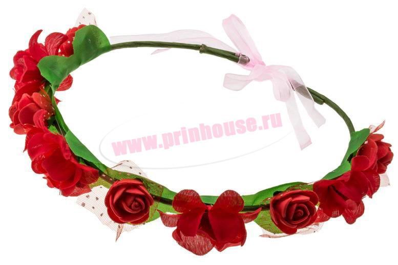 Фото Ободок венок с красными розами - магазин  "Домик Принцессы"