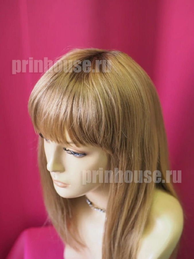 Фото Натуральный парик из славянских волос длинный с прямой челкой русое мелирование - магазин  "Домик Принцессы"