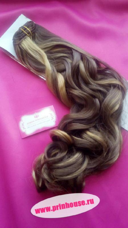 Фото Волосы искусственные канекалон термо на заколках 8 лент 65см локоны Цвет мелированный 10Н124 - магазин  "Домик Принцессы"