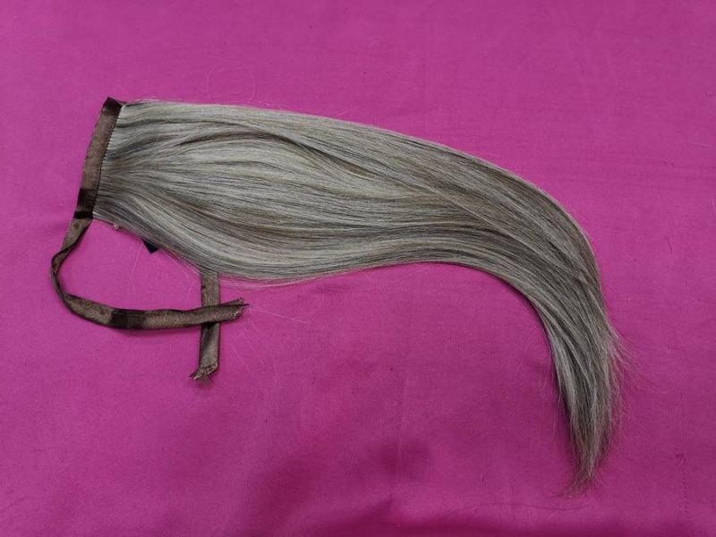 Фото Накладной хвост из натуральных волос на ленте 50cм цвет №12/613  - магазин  "Домик Принцессы"
