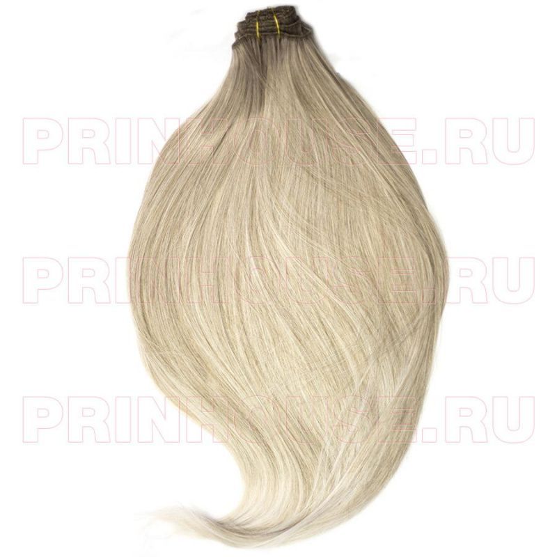 Фото Волосы на заколках искусственные 8 лент термо мелированный блонд 14bt122 длина 60см светлый кончик - магазин  "Домик Принцессы"