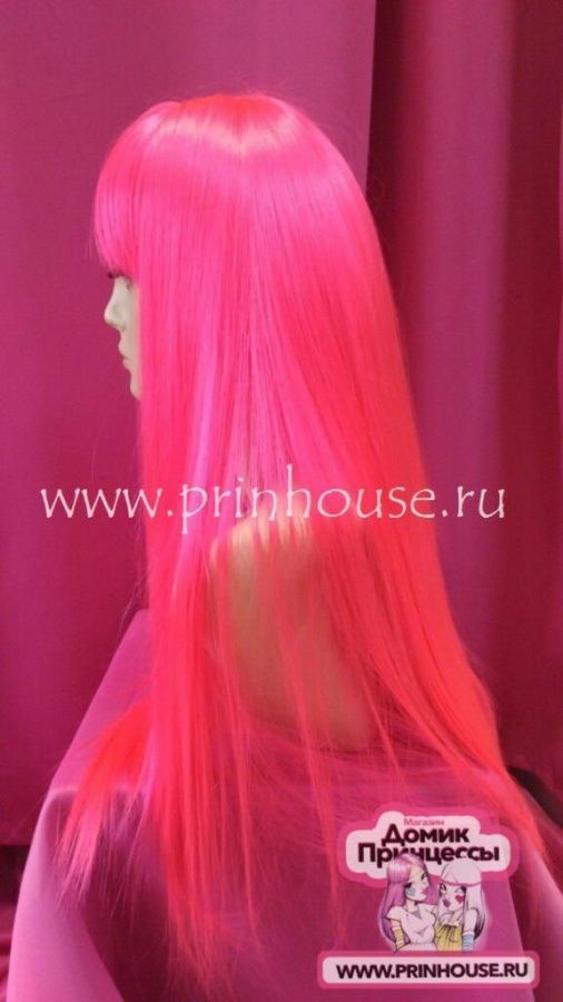 Фото Парик супер длинный искусственный 70 см Цвет №10 ярко- розовый - магазин  "Домик Принцессы"