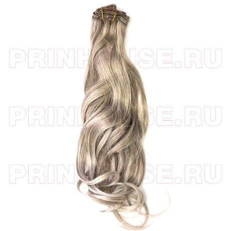 Фото Волосы на заколках искусственные локоны 45см цвет 14t122 блондин - магазин  "Домик Принцессы"