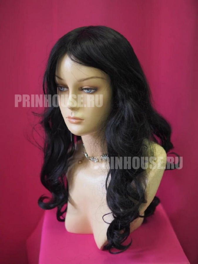 Фото Парик из натуральных волос локоны без челки цвет черный - магазин  "Домик Принцессы"