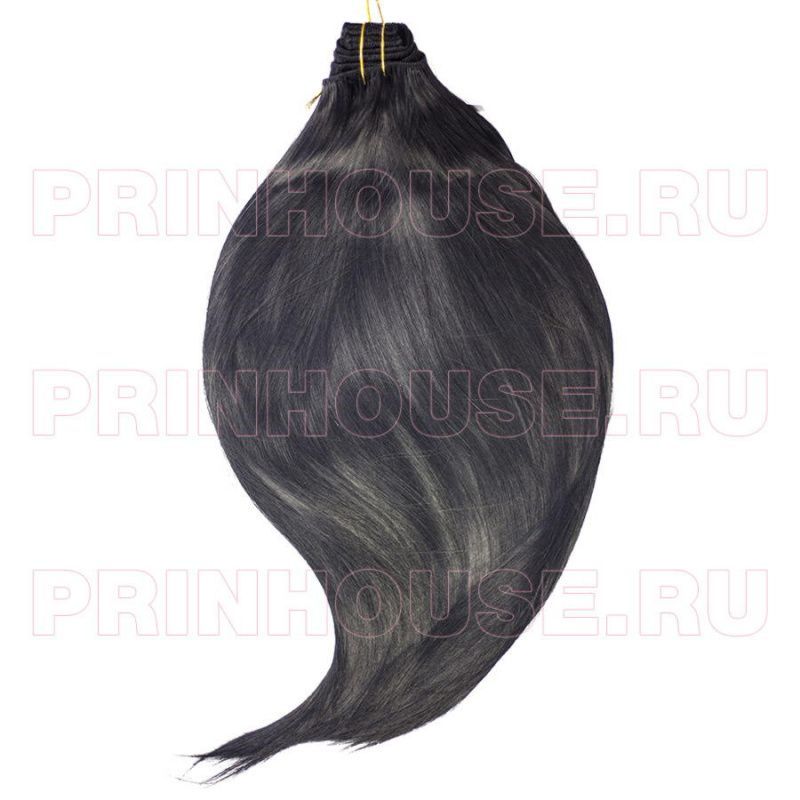 Фото Волосы на заколках искусственные 8 лент термо цвет 1О черный длина 60см - магазин  "Домик Принцессы"