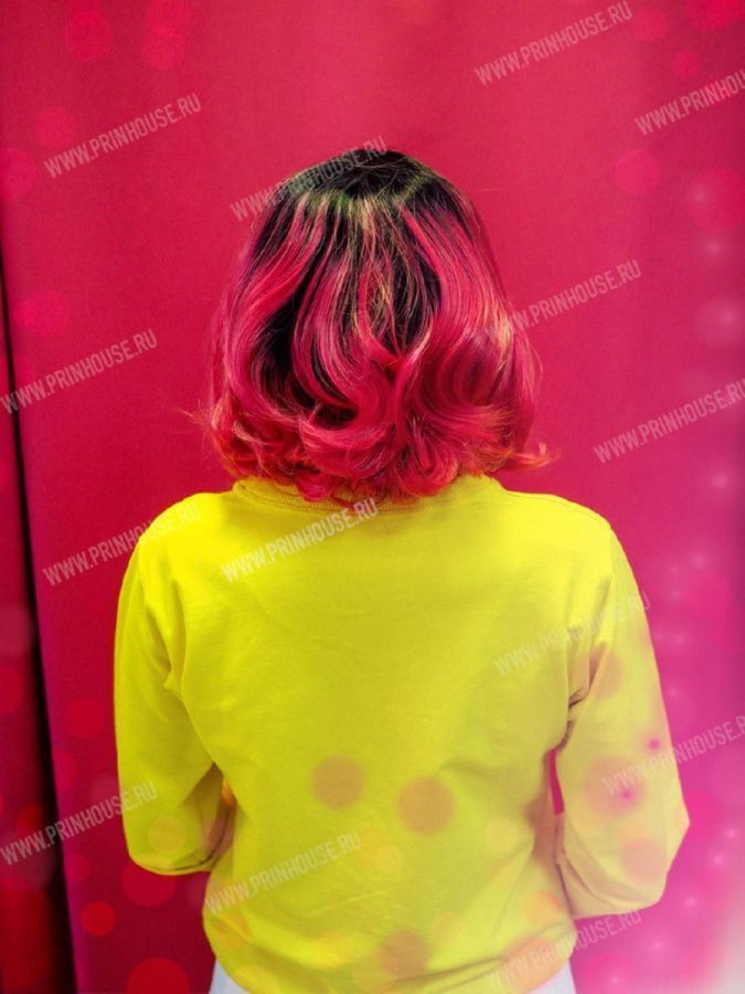Фото Парик из искусственных волос на сетке стильное каре локоны цвет черный+розовый PINK LADY - магазин  "Домик Принцессы"