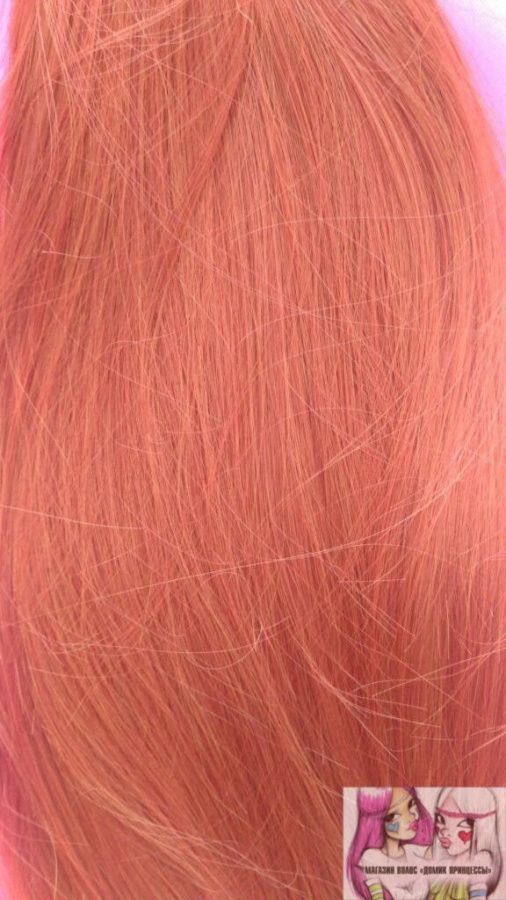 Фото Волосы на заколках искусственные 8 лент термо ярко рыжий 130 длина 45см - магазин  "Домик Принцессы"