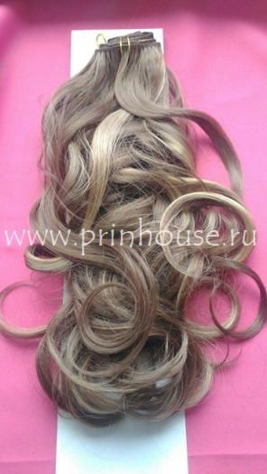 Фото Волосы на заколках искусственные локоны 45см цвет 12h124 калифорнийский блонд - магазин  "Домик Принцессы"