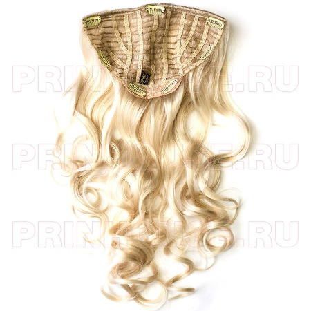 Фото Накладка из искусственных термо волос цвет 613 классический блонд 60см локоны - магазин  "Домик Принцессы"