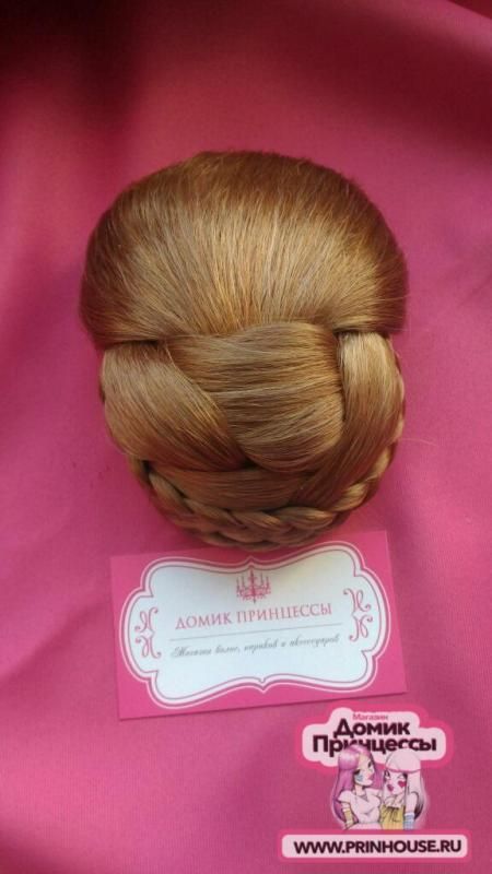 Фото Кичка накладная с косой цвет 2005 карамельный блонд - магазин  "Домик Принцессы"