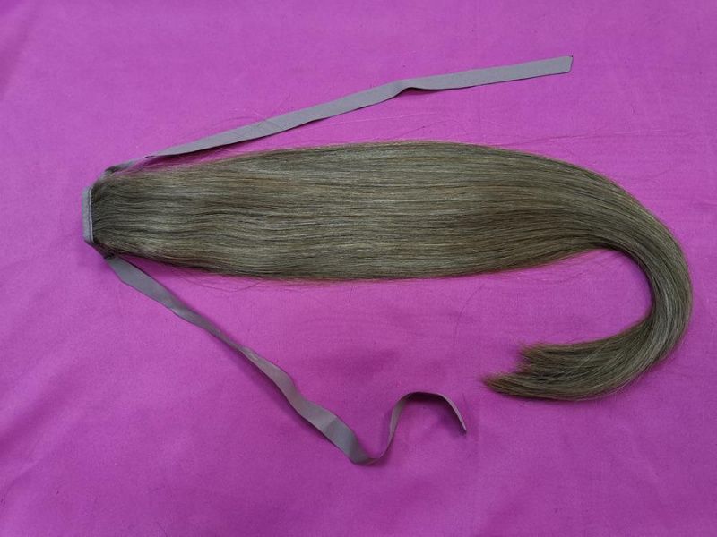 Фото Накладной хвост из натуральных волос на ленте 60cм цвет 12 - магазин  "Домик Принцессы"